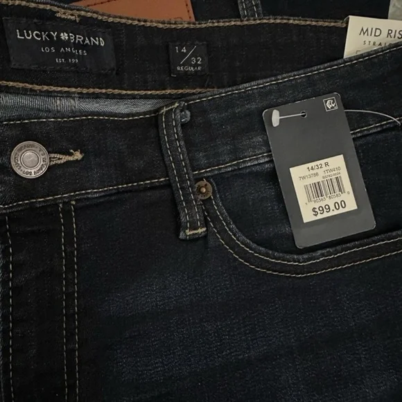 Lucky Brand Mid Rise Straight Jeans 14/34 R NWT